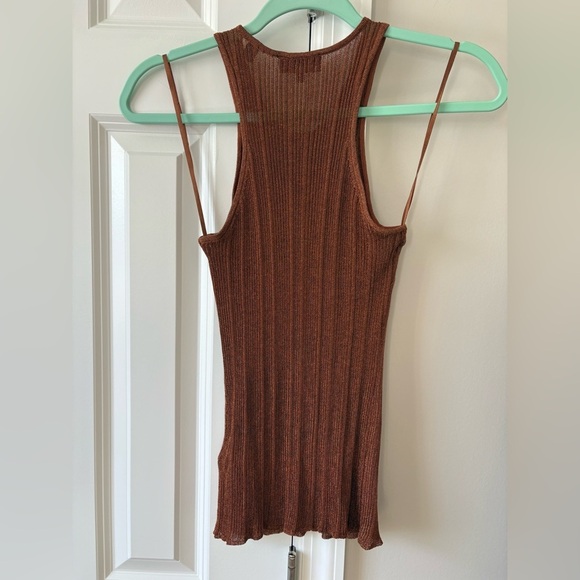 Ted Baker Women Brown Metallic Finish Racerback Tank Top - Picture 8 of 12